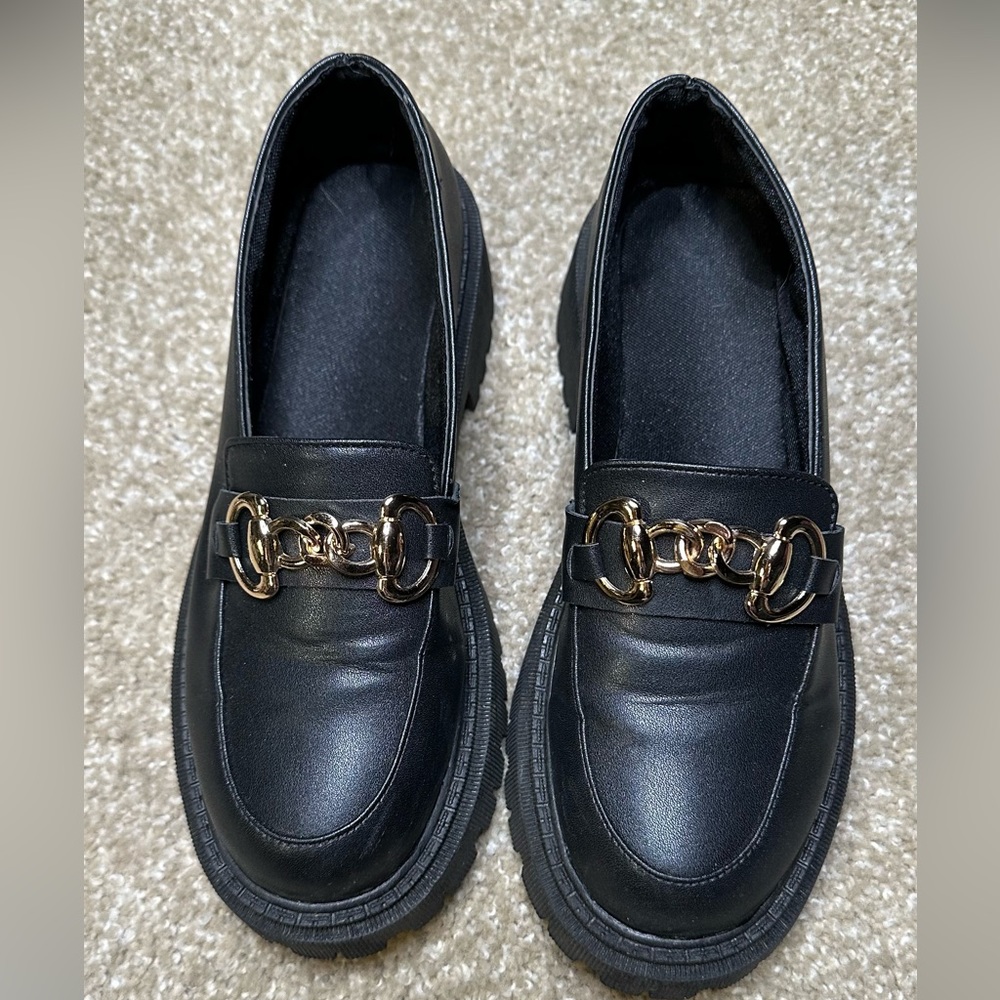 Platform Loafers w/ Gold Buckle